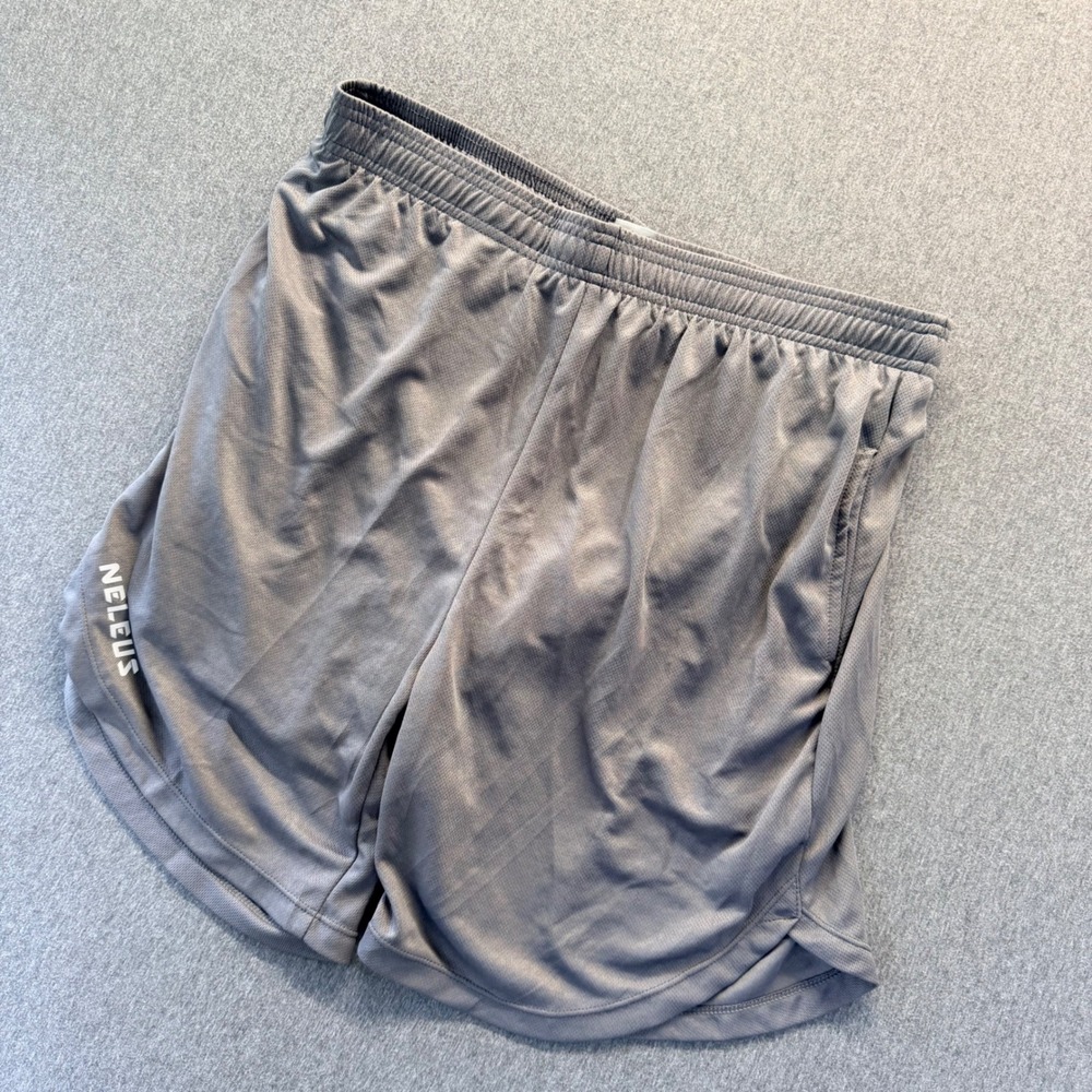 Neleus Mens Athletic Mesh Gym Shorts Gray Size Medium 5 Inch Inseam Pockets